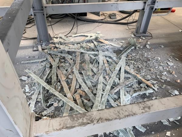 Wind turbine blades after primary shredding
