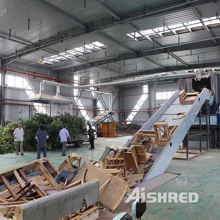 Waste furniture crushing production line