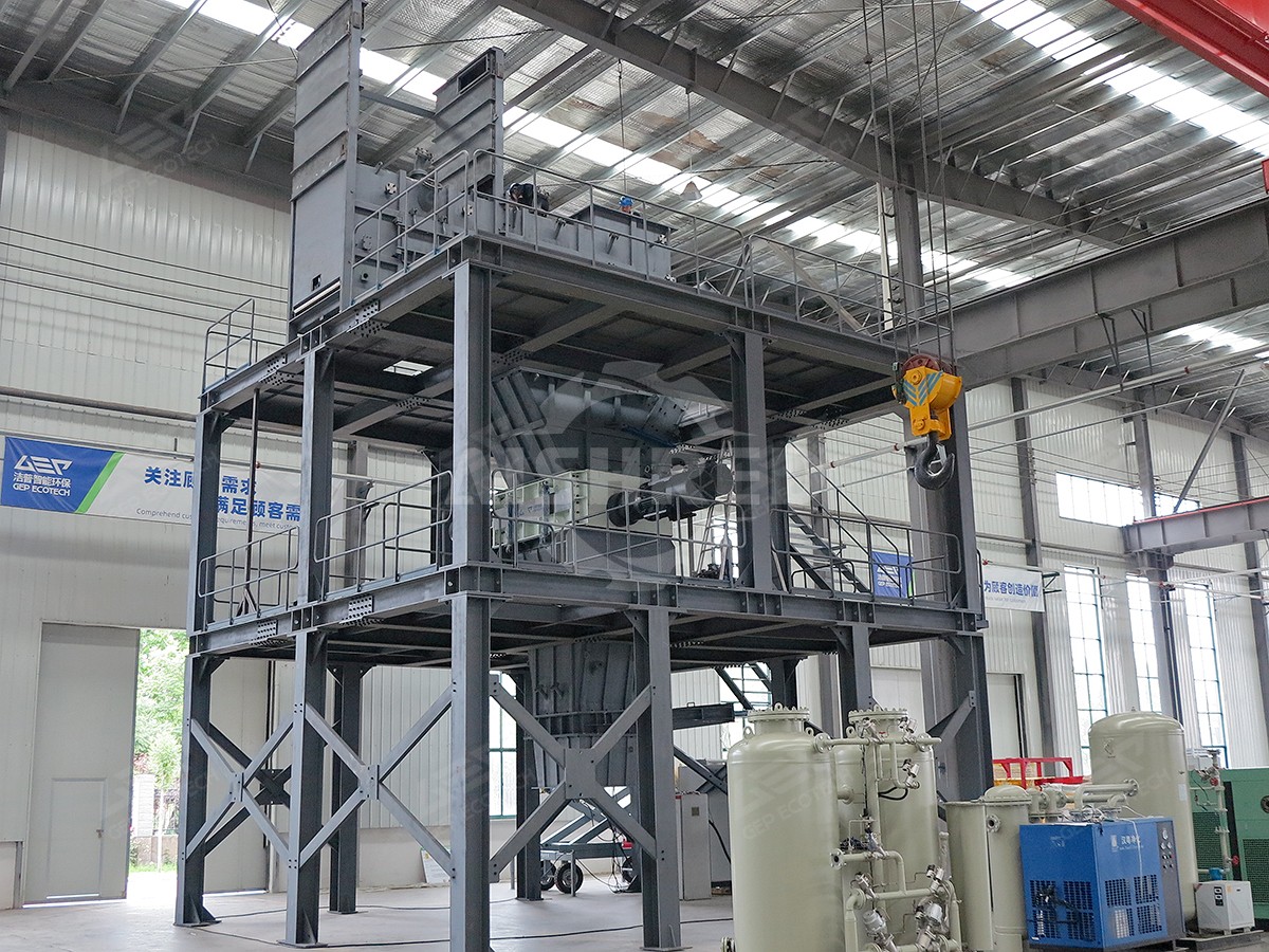 Hazardous waste closed shredding system