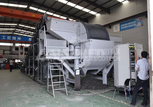 Tire Derived Fuel Shredder Machine with Integrated Drum Screen