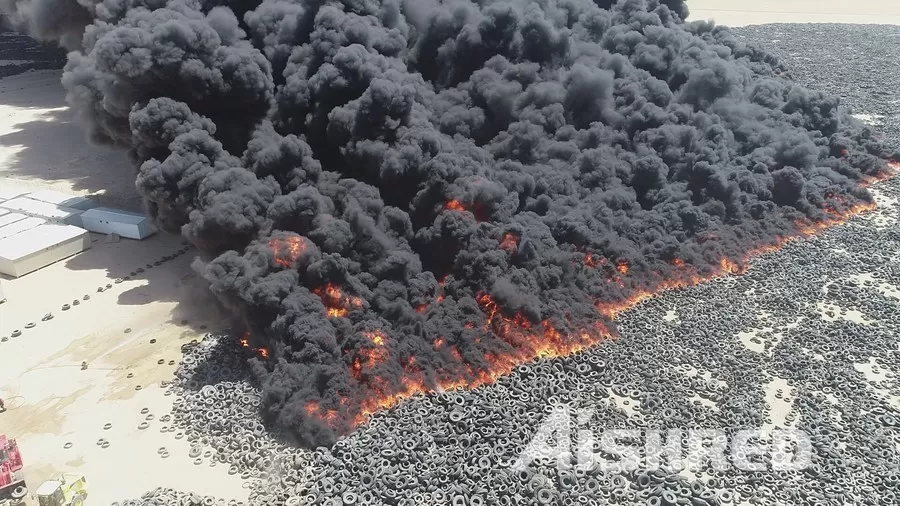 Stacked Tires Ignited Spontaneously