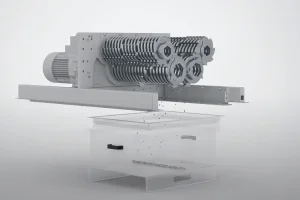 揭秘四轴剪切式破碎机如何“啃”下危废铁桶，附视频
