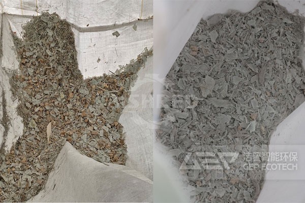 Wind turbine blades after fine shredding